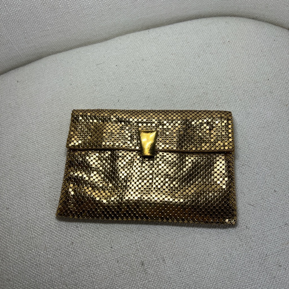 Whiting & Davis Shimmering Gold Mesh Envelope Clutch